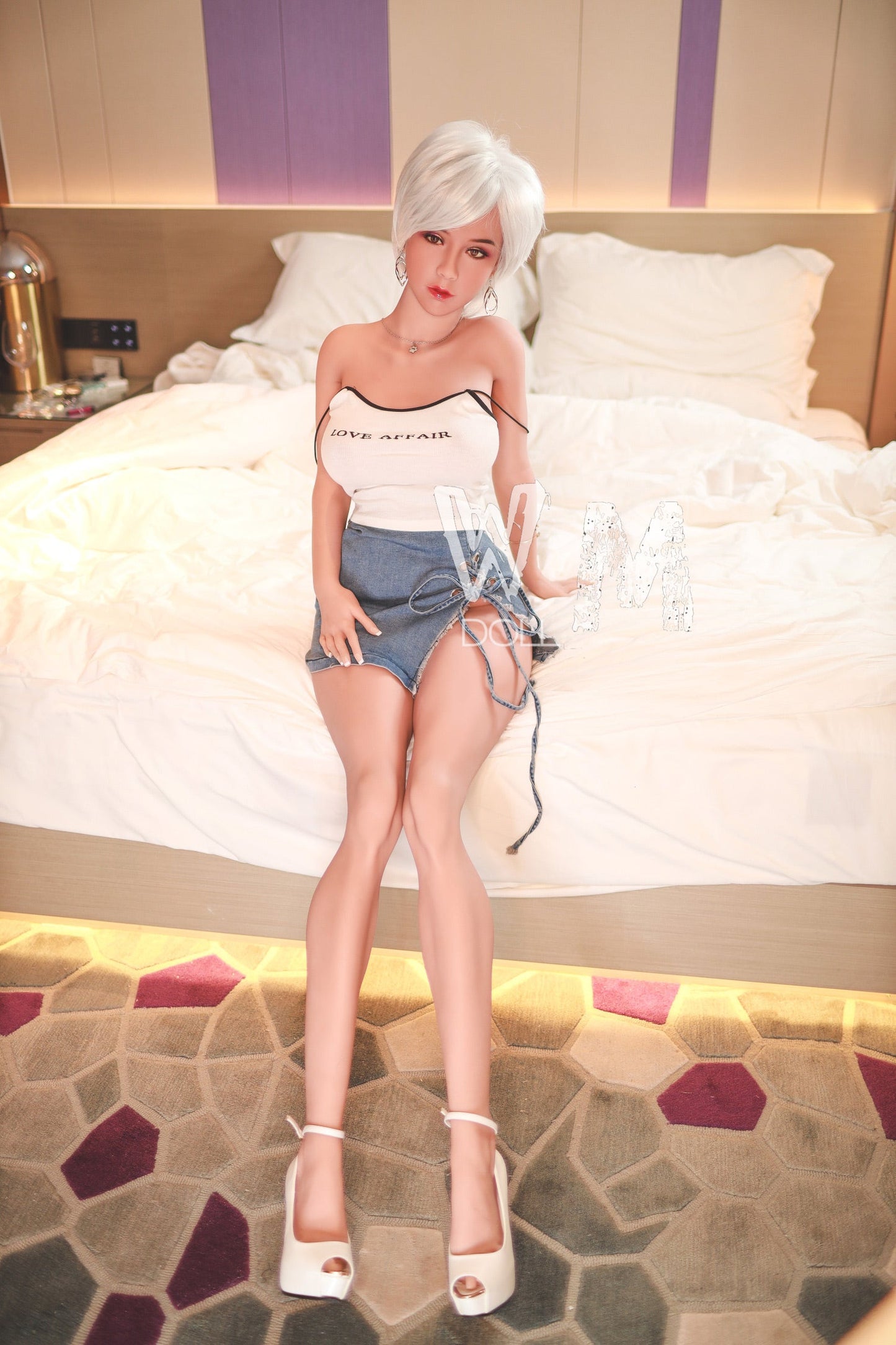 170cm/5ft5 D-cup Silver short hair TPE Sex Doll with #56 Head