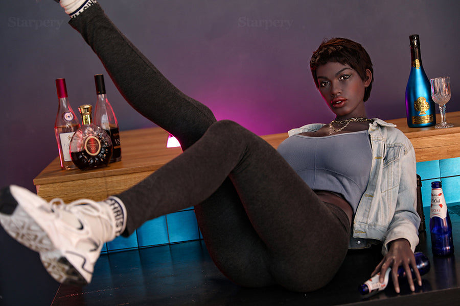 174cm/5ft8 F-cup Ebony Hybrid Silicone Sex Doll – Keisha Black