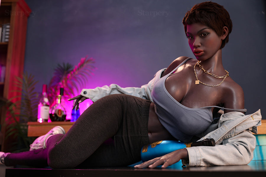 174cm/5ft8 F-cup Ebony Hybrid Silicone Sex Doll – Keisha Black