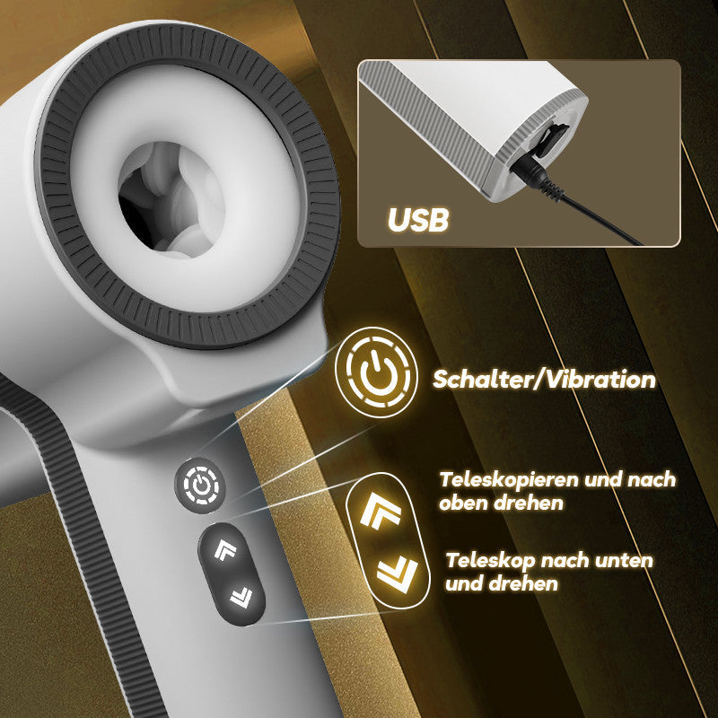 Doppelkopf 7 Vibration 5 Teleskoprotation Hand-Blowjob-Masturbator