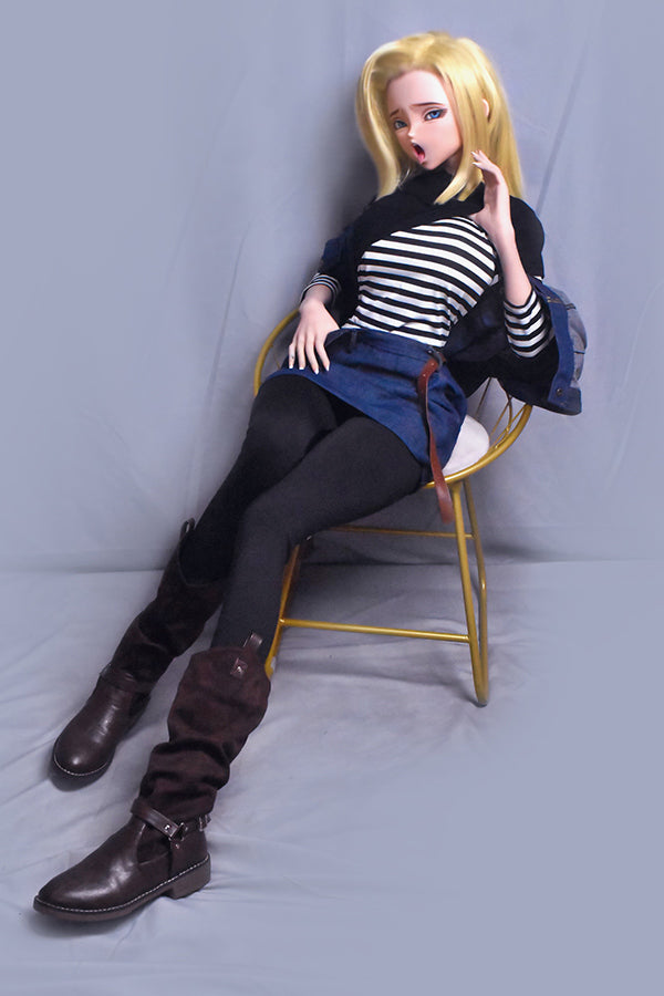 148cm/ 4ft9 Anime Dragon Ball Character Android 18 Silicone Sex Doll – Sawano Saori-M