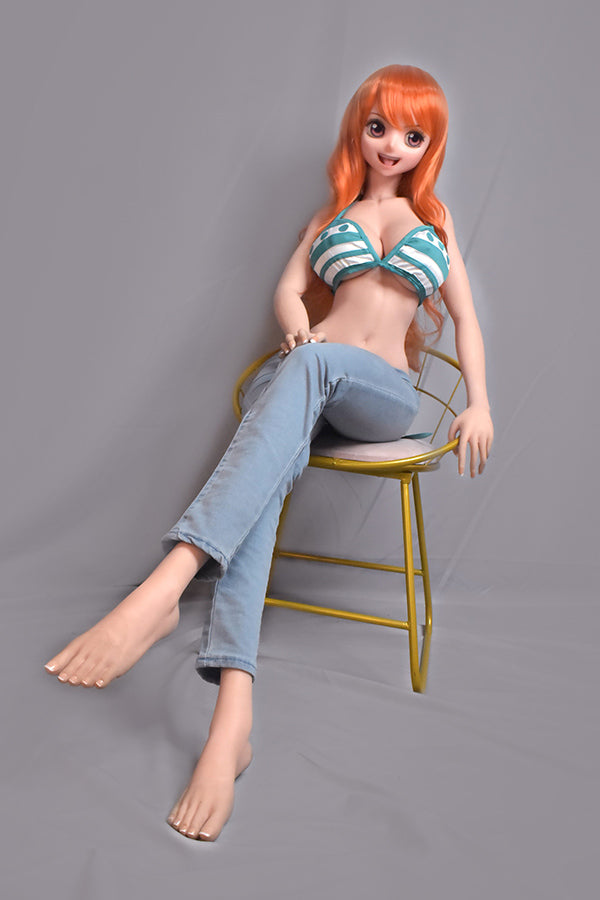 148cm/ 4ft9 Silicone Anime Cosplay One Piece Nami Sex Doll – Tsuruta Haruna