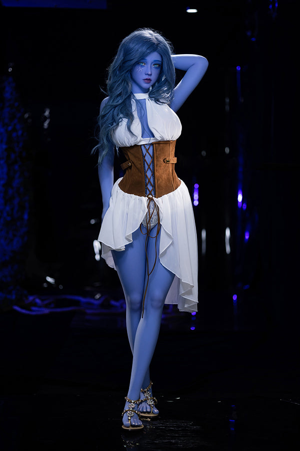 EU In Stock - 160cm/5ft3 F-cup Blue Skinned Alien TPE Sex Doll - Zina