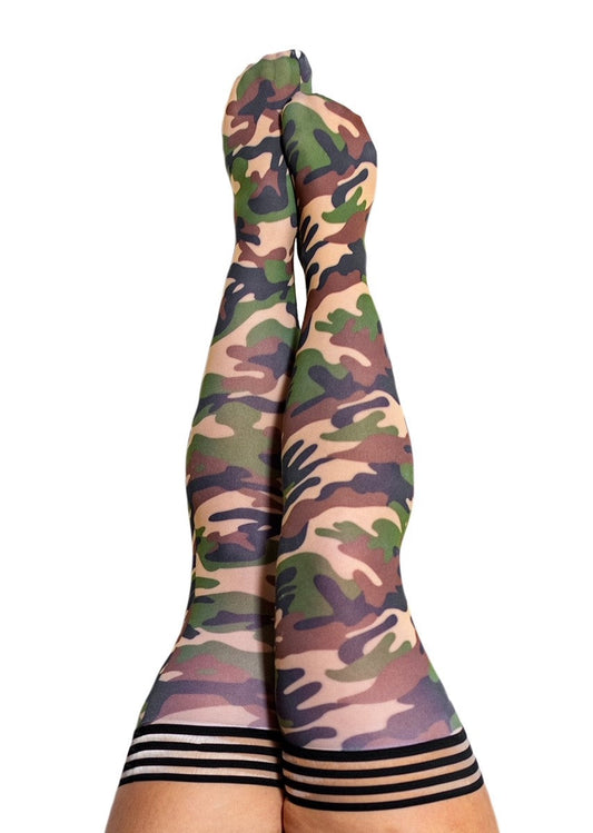 Alex: Camo Thigh-Highs. Petite to Plus Size.