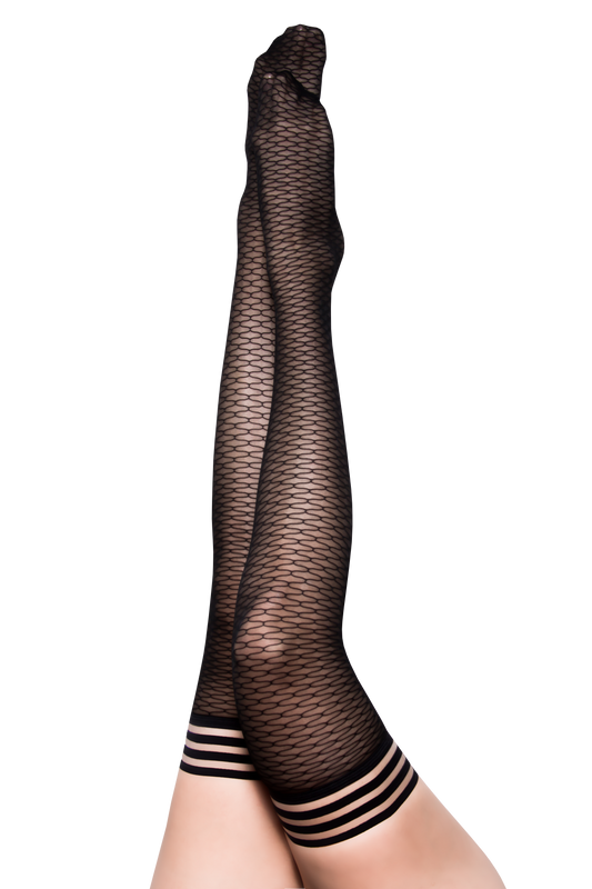 Beth Ann: A Deliciously Modern Take on Traditional Black Fishnet Thigh Highs. Petite to Plus Size