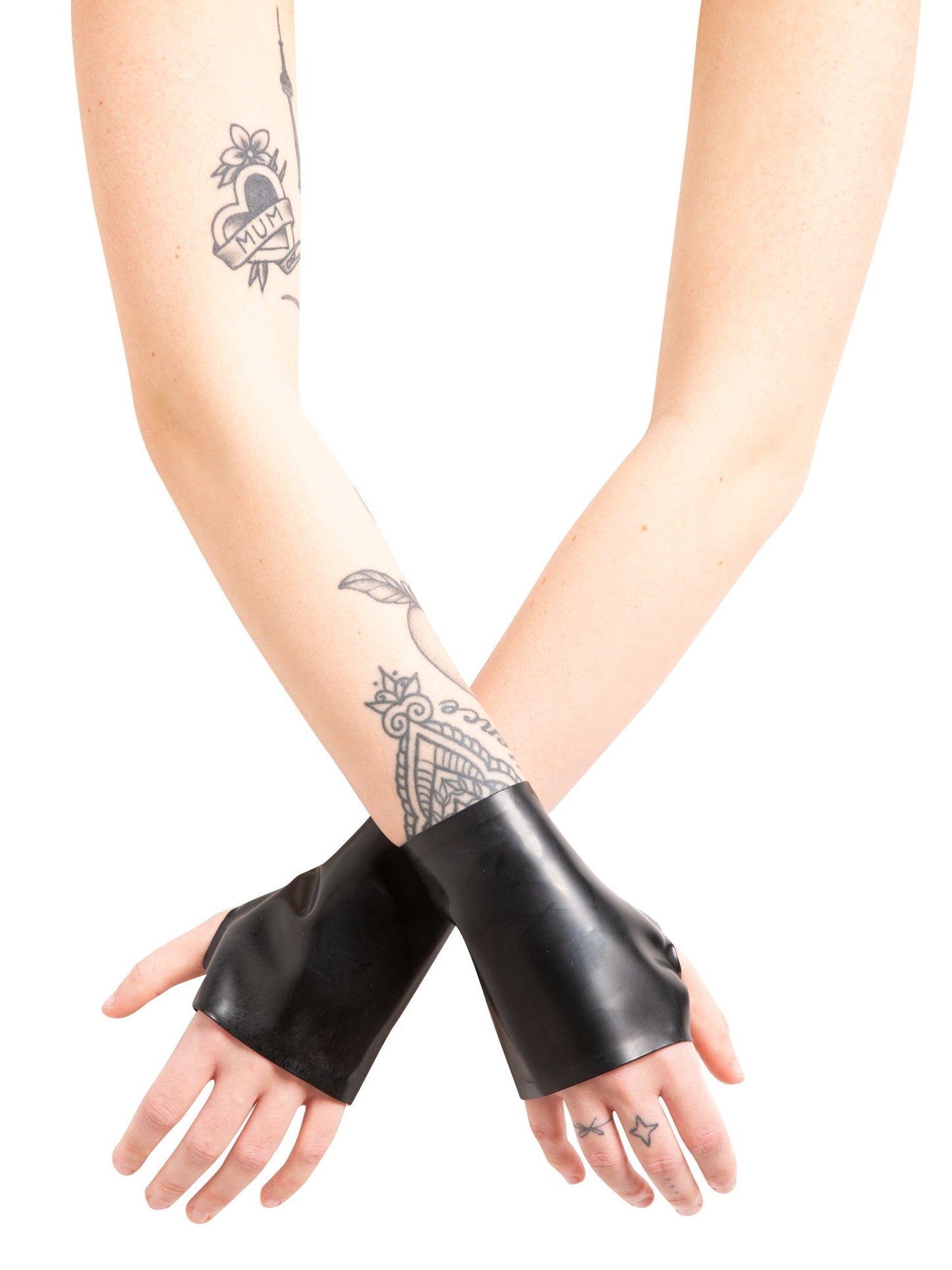 Black Latex/Rubber Wrist Gauntlets