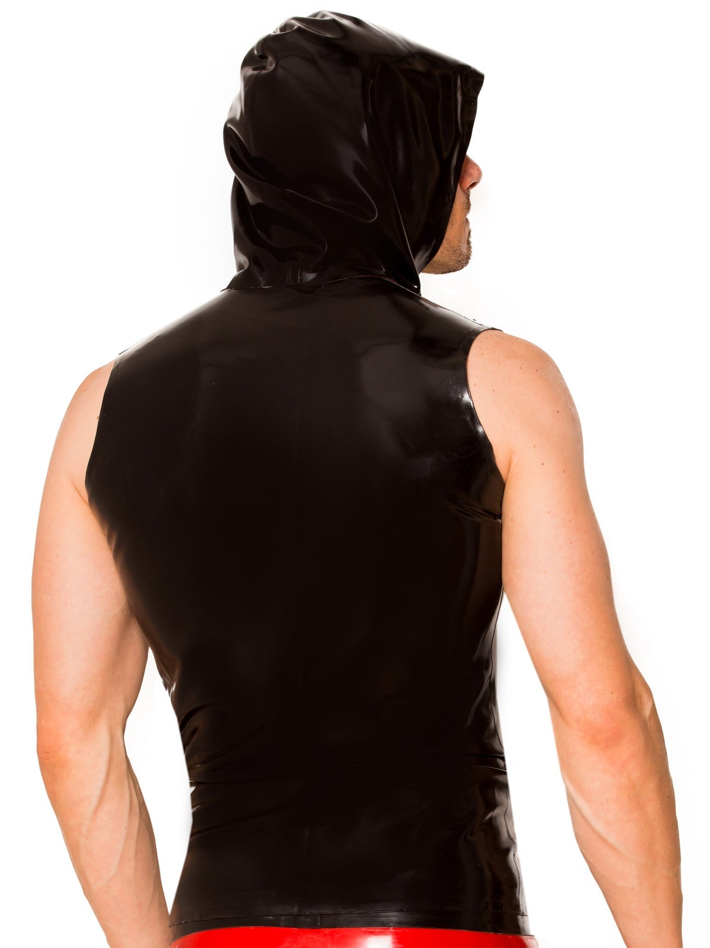 Black & Red Latex/Rubber Hoody