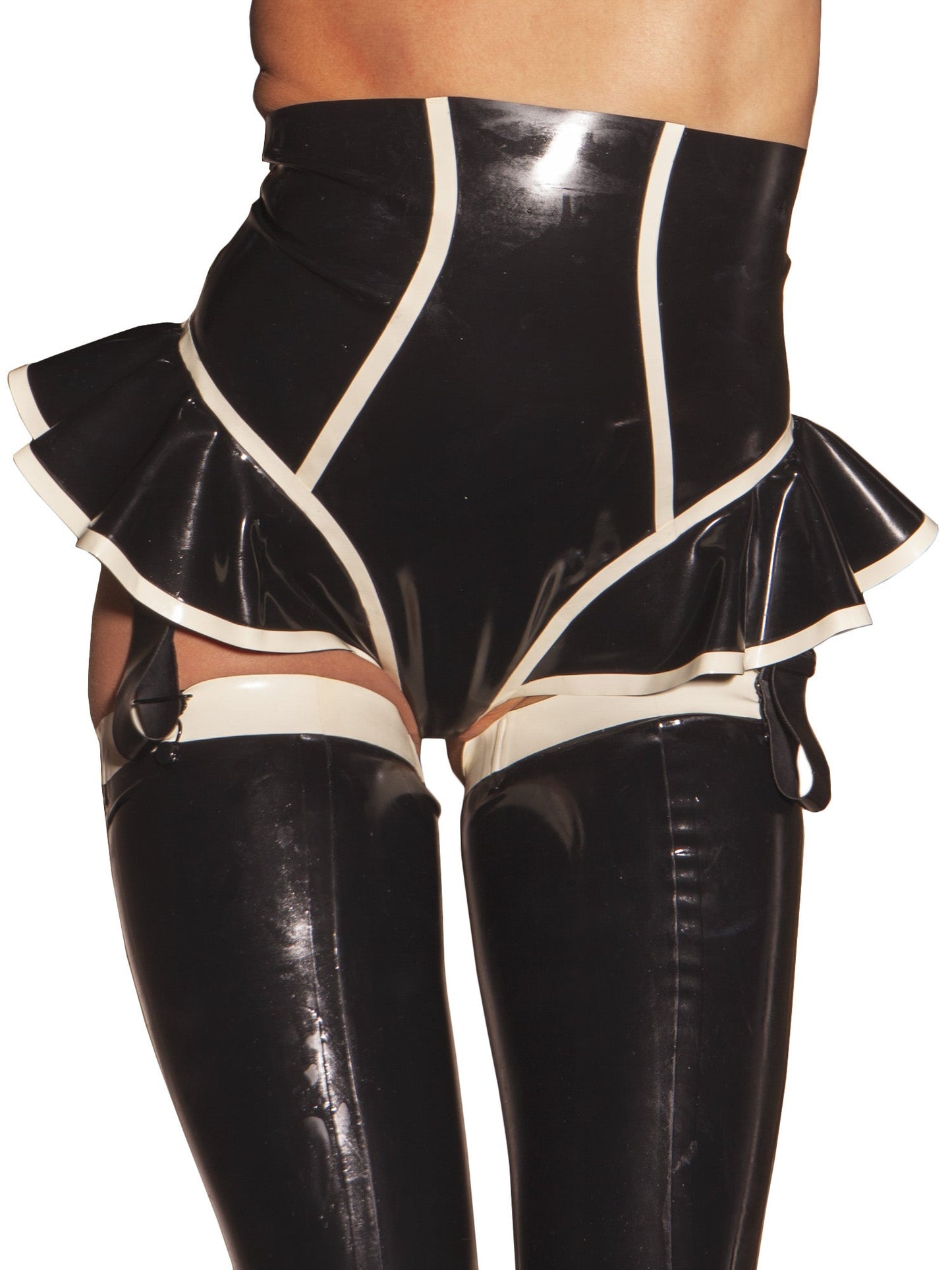 Boudoir Latex/Rubber Black & White Knickers