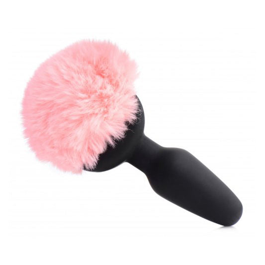 Vibrierender rosa Bunny Tail Plug