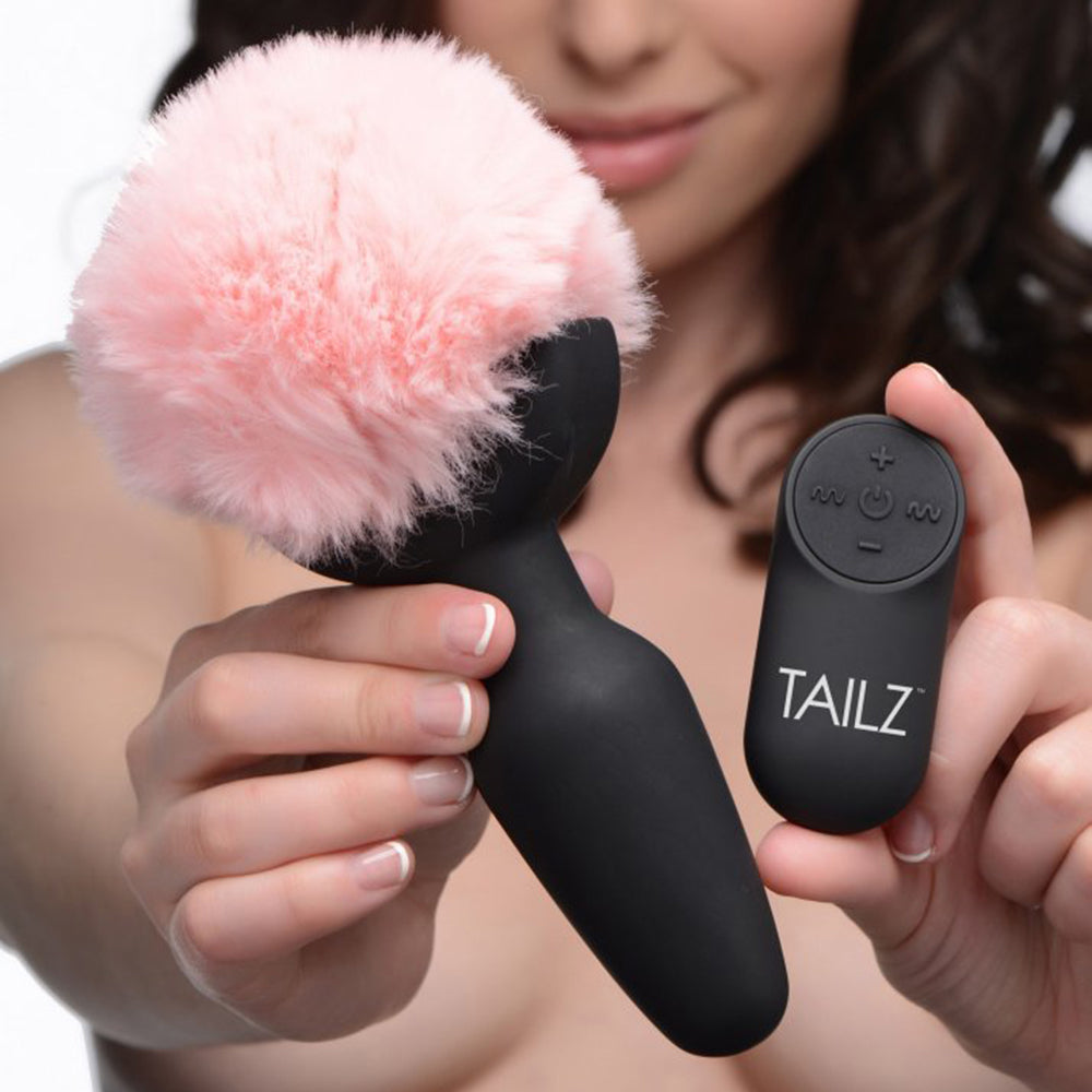 Vibrating Pink Bunny Tail Plug