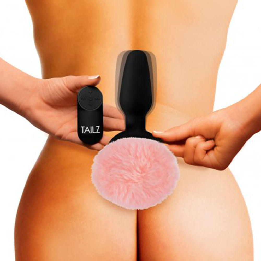 Vibrating Pink Bunny Tail Plug