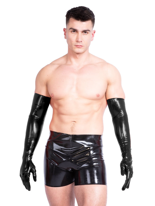 Men`s Shoulder Length Latex/Rubber Gloves- Moulded & Black