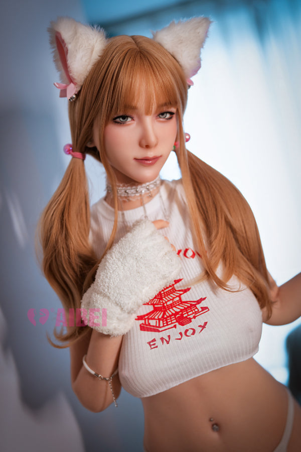 158cm/5ft2 F-Cup Skinny Silicone Sex Doll #AB17 Movable Jaw Rika White