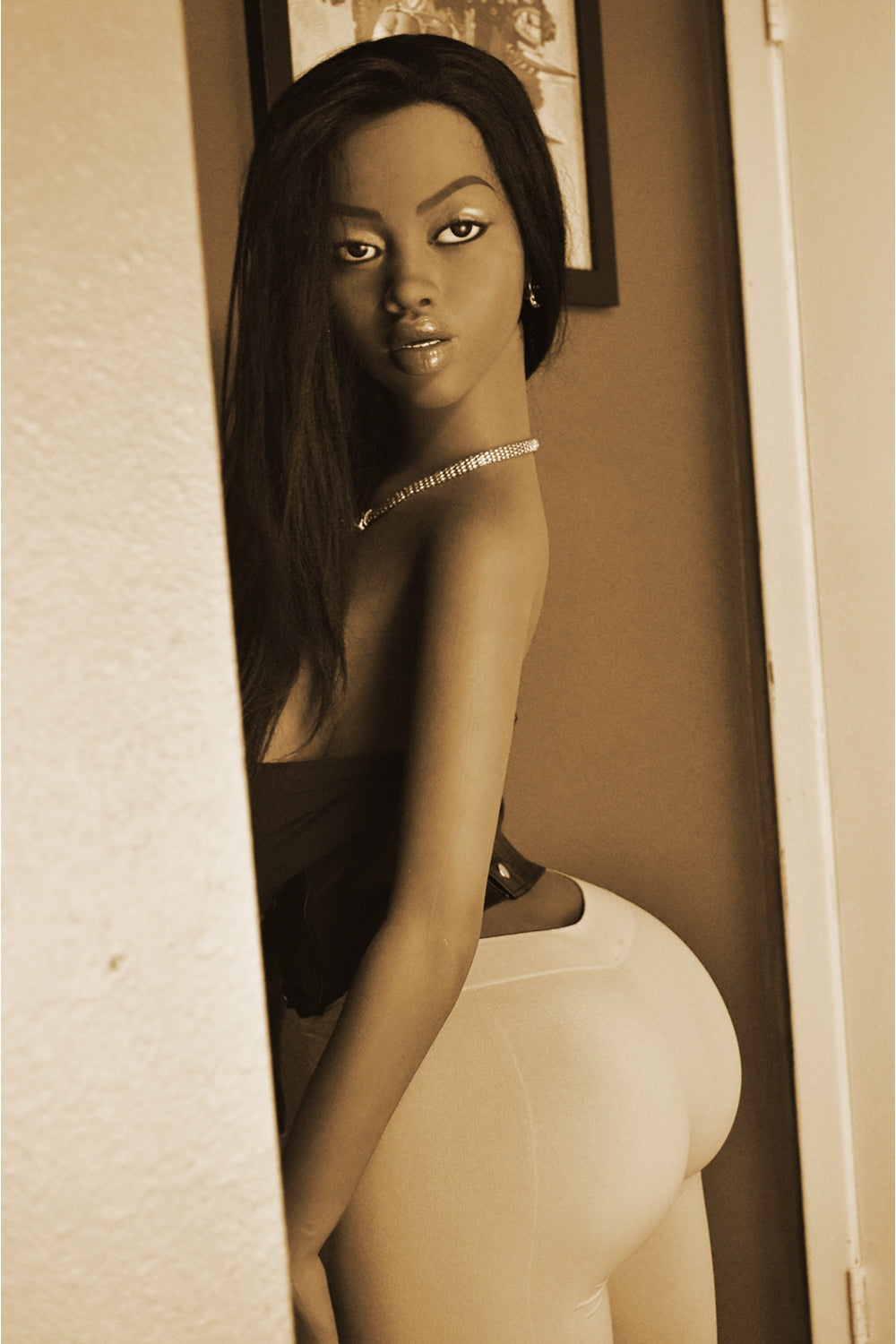 160cm/5ft3 G-cup TPE BBW Big Booty Ebony Skin Sex Doll – #176(2)