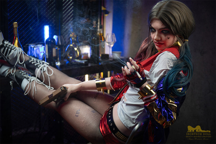 166cm/5ft5 A-Cup Harley Quinn Realistic Silicone Sex Doll - S27 Natural