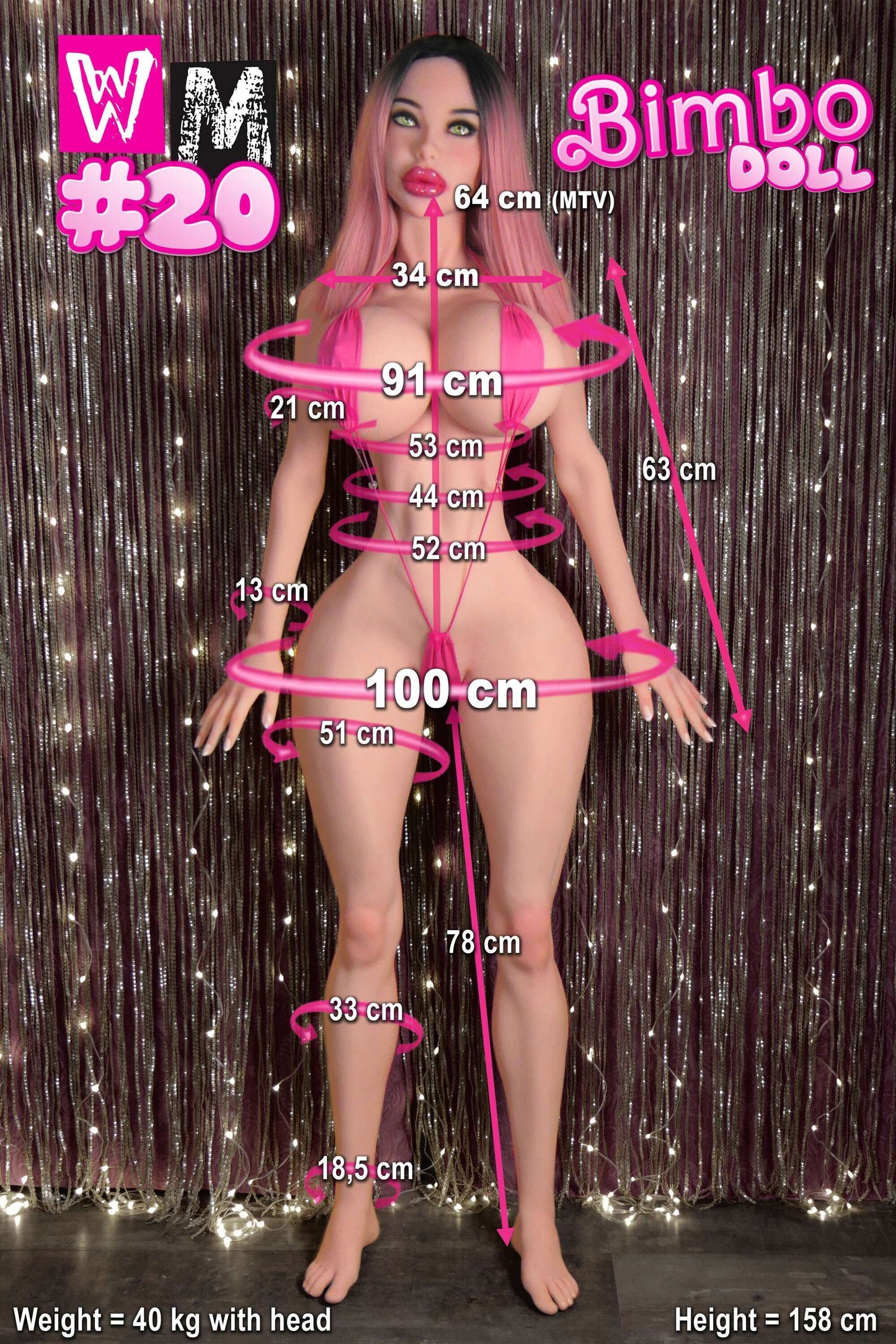 158cm/5ft2 M-cup TPE Bimbo Doll Big Booty Sex Doll – 496# Head