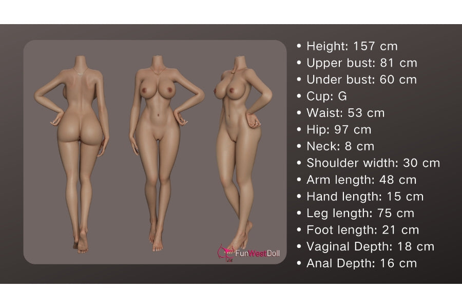 157cm/5ft2 G-Cup Realistic Skin Texture Silicone Sex Doll - FSD031 #054S Natural Lyra