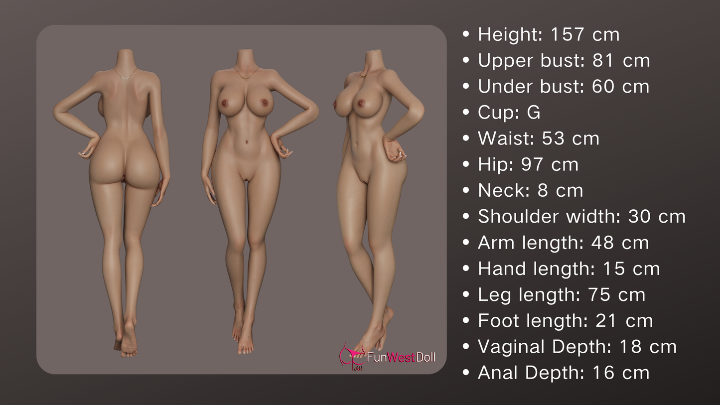 EU In Stock - 157cm/5ft2 G-cup Silicone Sex Doll #043 - Natural Rose