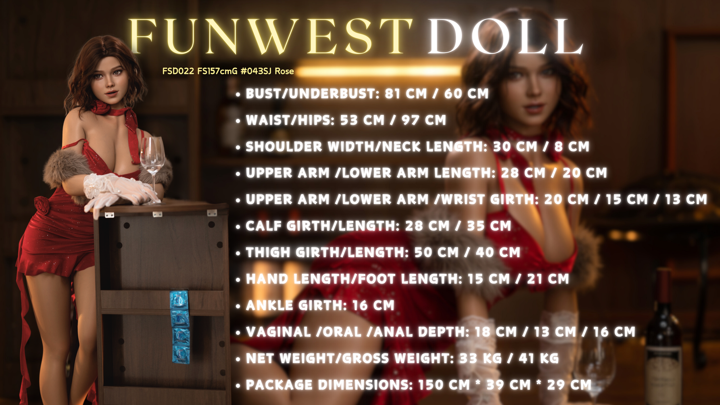 157cm/5ft2 G-cup Silicone Sex Doll #043 - Natural Rose