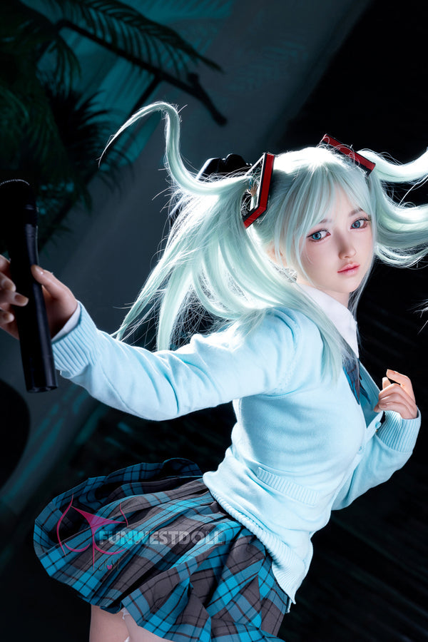 EU In Stock - 159cm/5ft3 A-cup Silicone Japanese Sex Doll #041S - White Amy FSD026