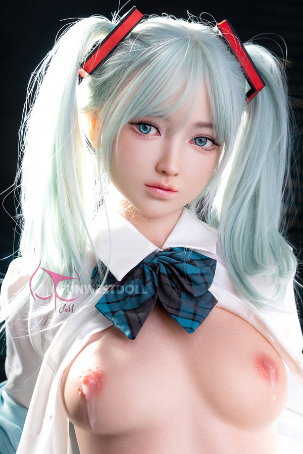 EU In Stock - 159cm/5ft3 A-cup Silicone Japanese Sex Doll #041S - White Amy FSD026