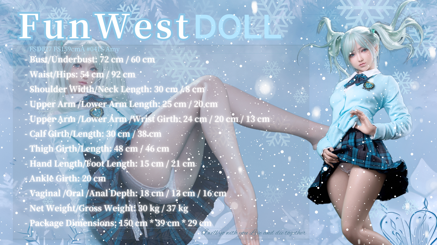 159cm/5ft3 A-cup Silicone Japanese Sex Doll #041S - White Amy FSD026