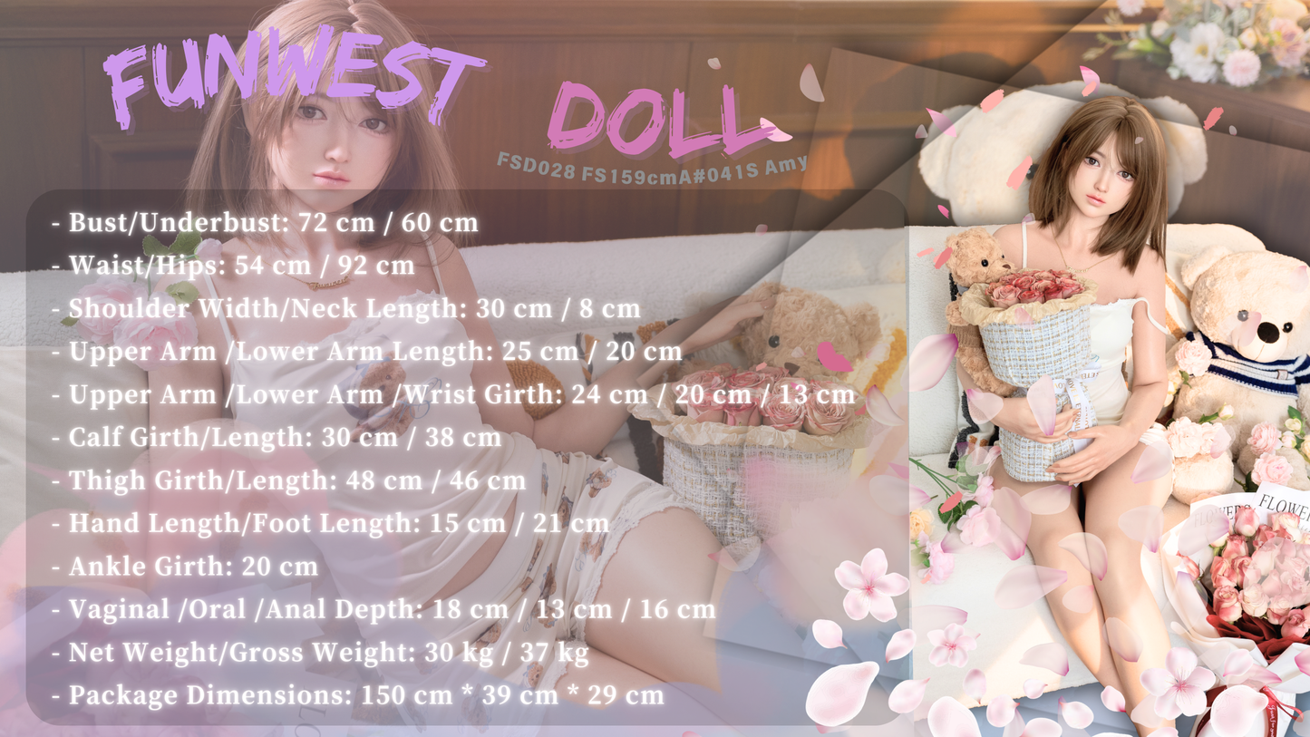 159cm/5ft3 A-cup Silicone Japanese Sex Doll #041S - White Amy