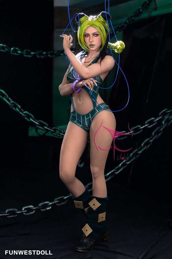 159cm/5ft3 A-cup Anime Cosplay JoJo's Bizarre Adventure Jolyne Cujoh TPE Sex Doll - #033 Elina
