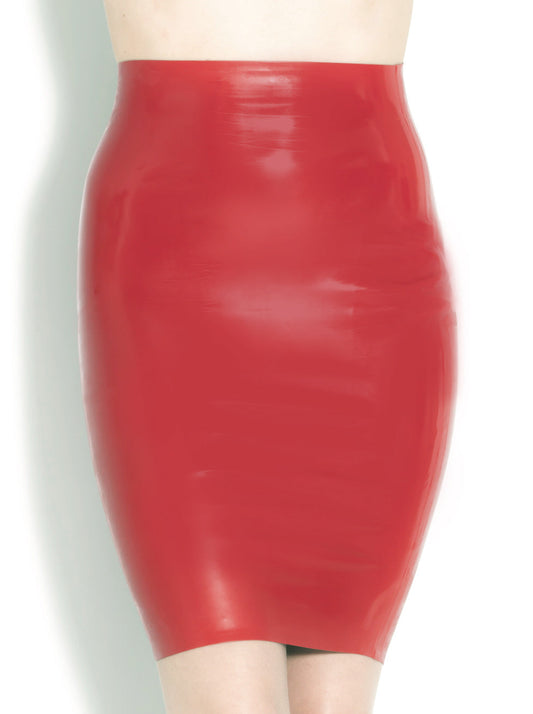 Fire Red Latex/Rubber Pencil Skirt