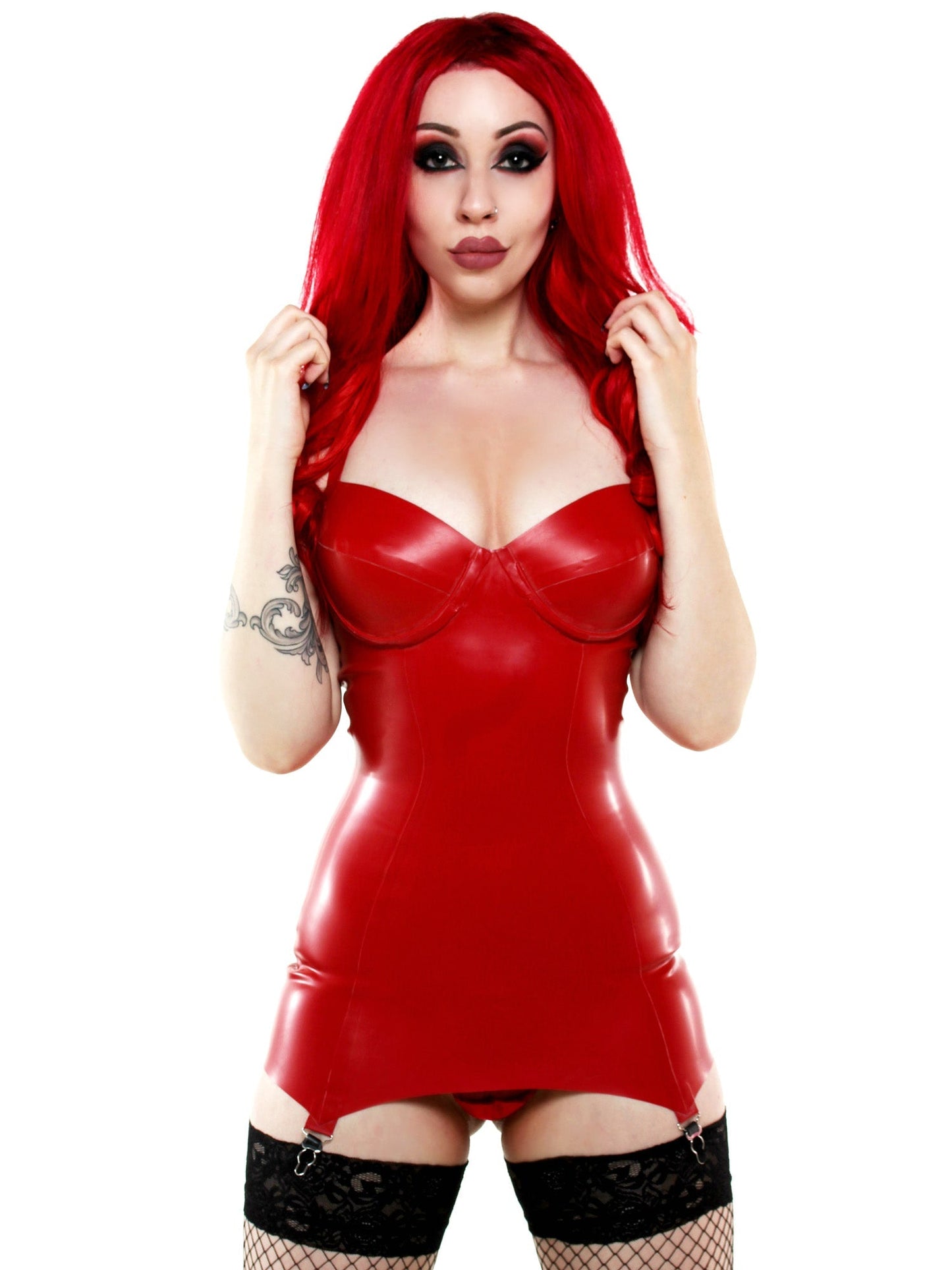 Four-Strap Suspender Latex/Rubber Dress