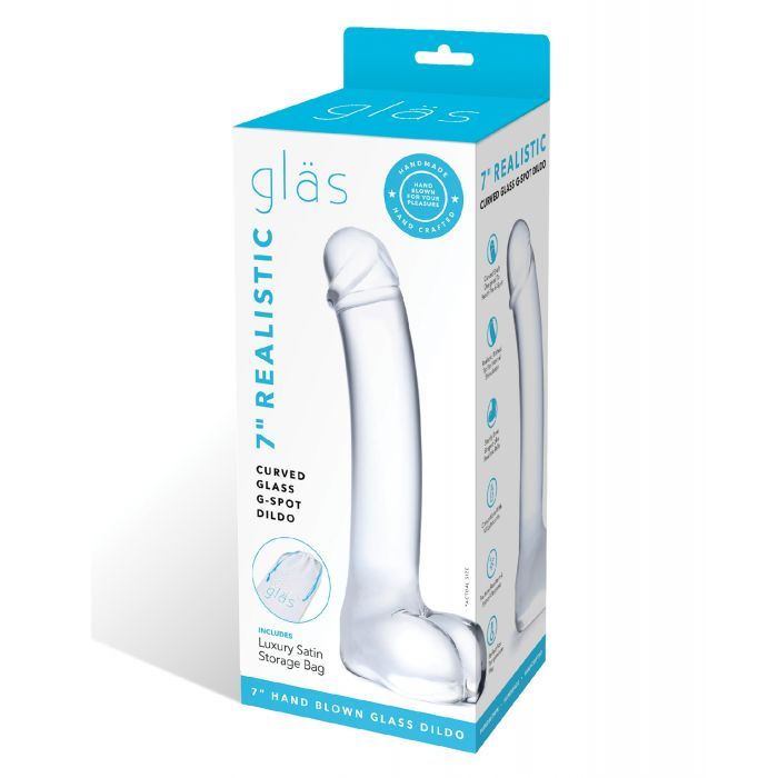 7" gebogener G-Punkt-Dildo aus Glas