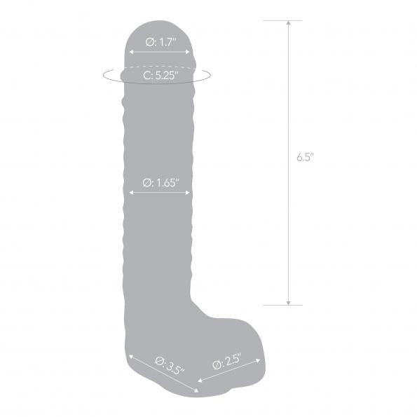 Realistic Ribbed Glass Dildo 8"