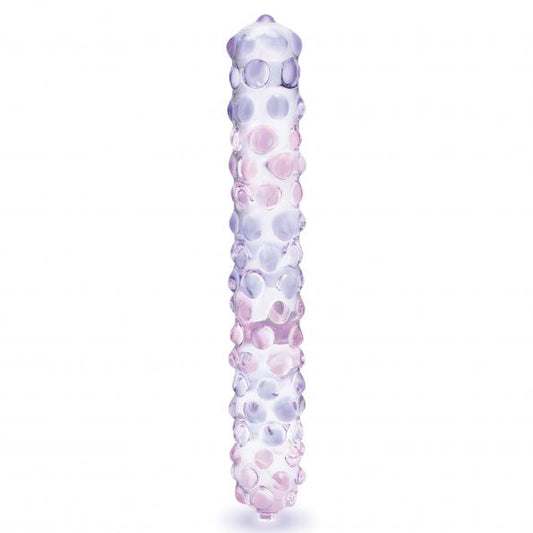 Purple Rose Nubby Glass Dildo 9"