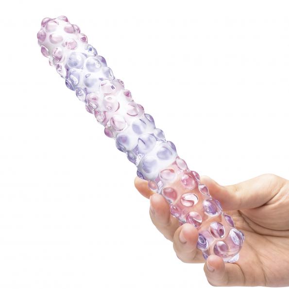 Purple Rose Nubby Glass Dildo 9"