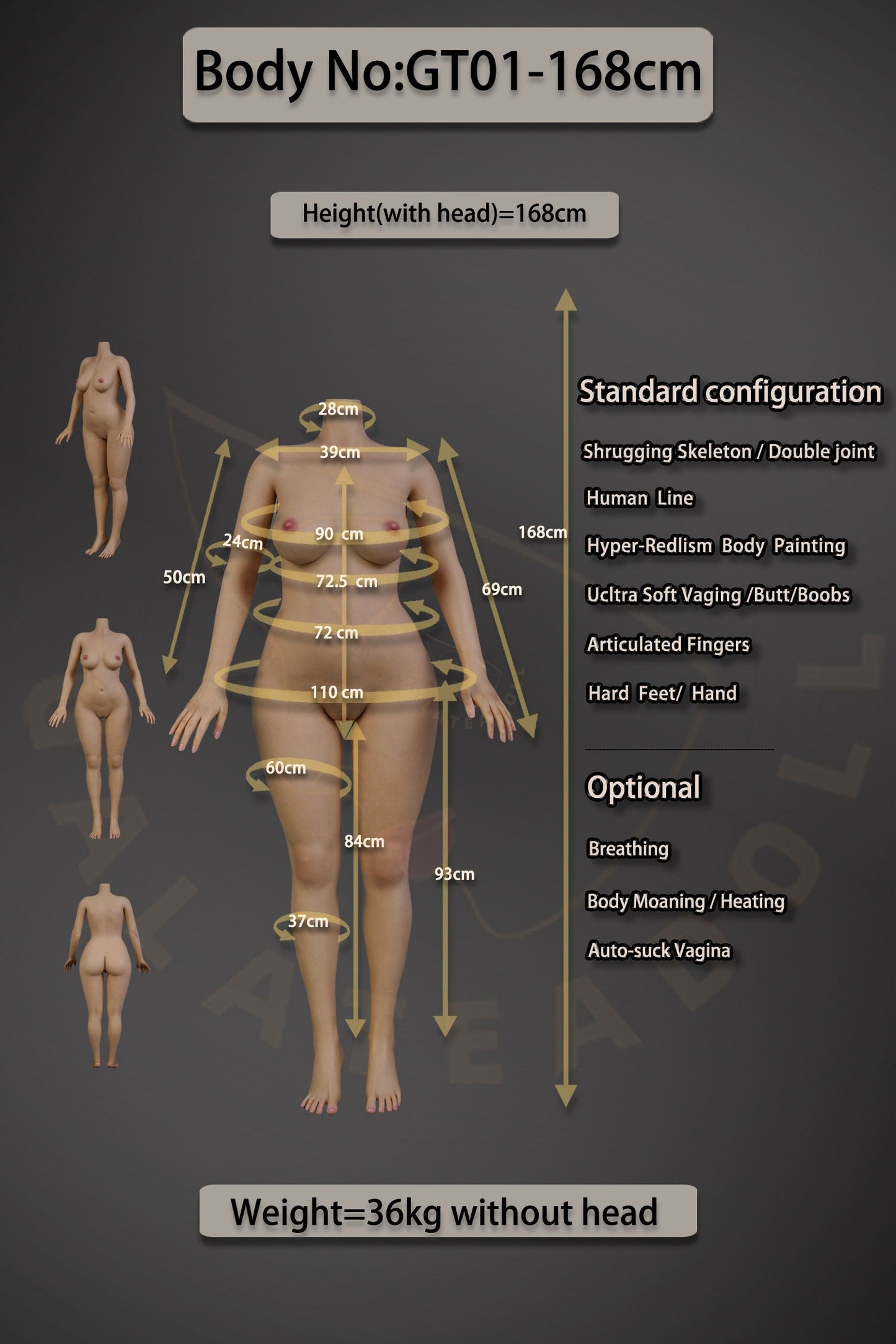 US In Stock - 168cm/5ft6 D-cup Real Skin Texture Silicone Sex Doll – JS050