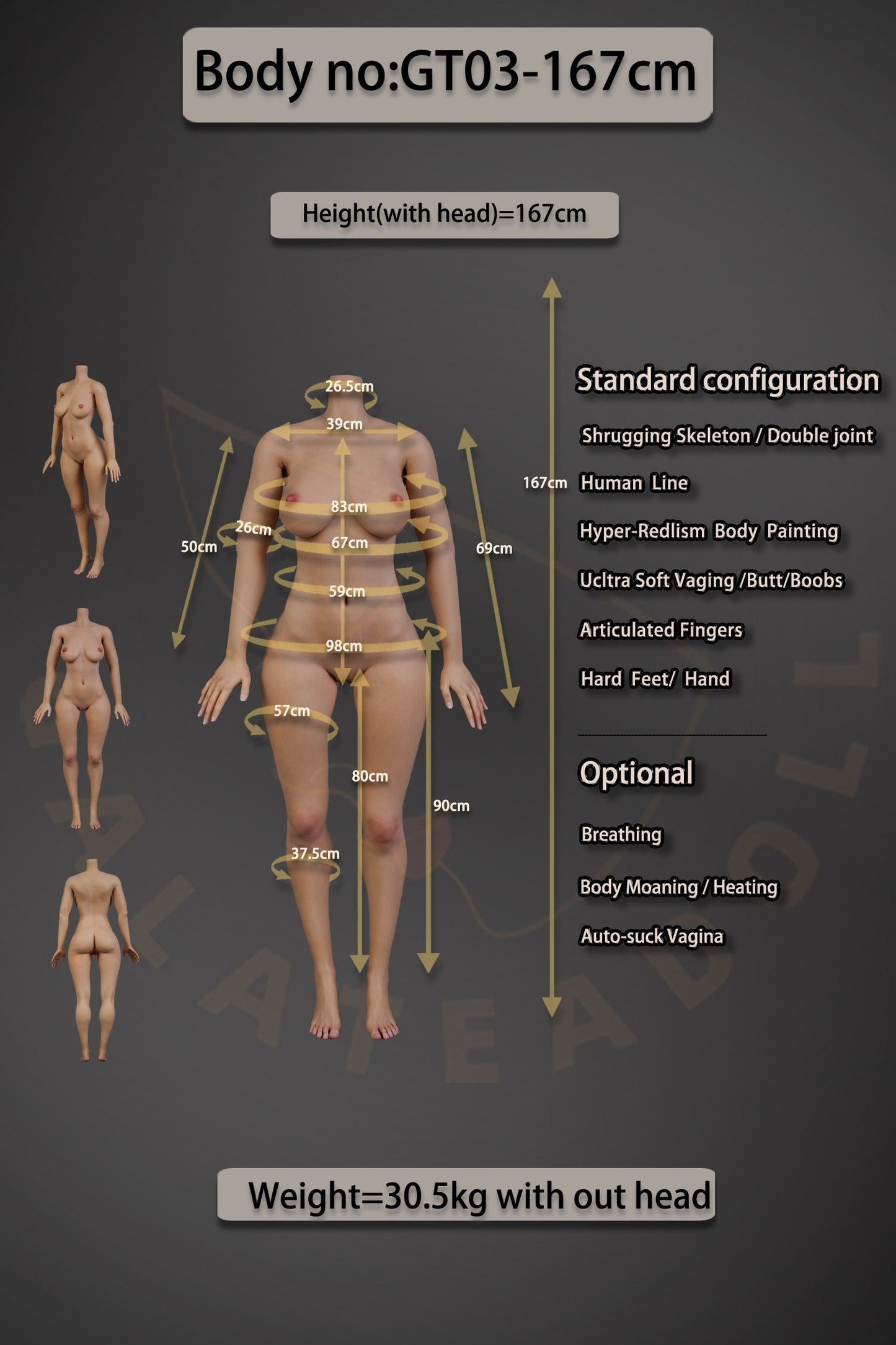 167cm/5ft6 E-cup Real Skin Texture Silicone Sex Doll – JS059