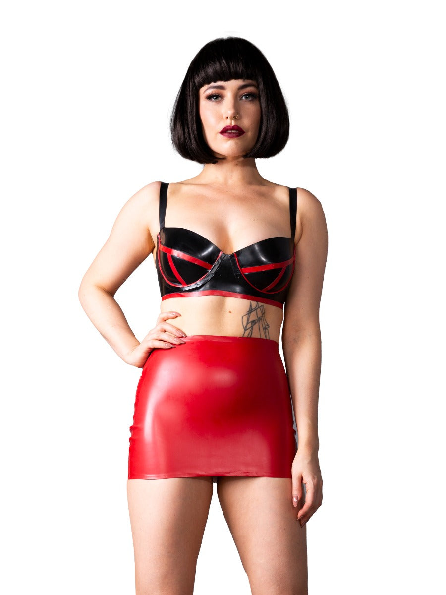 Handcrafted Cherry Latex/Rubber Mini Skirt