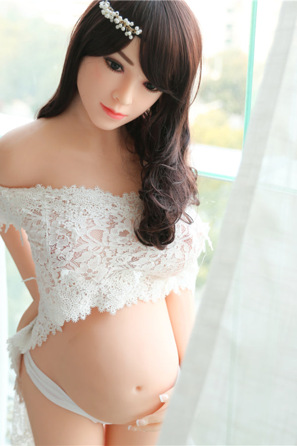 158cm/5ft2 F-cup Black Hair Pregnant TPE Sex Doll –#38