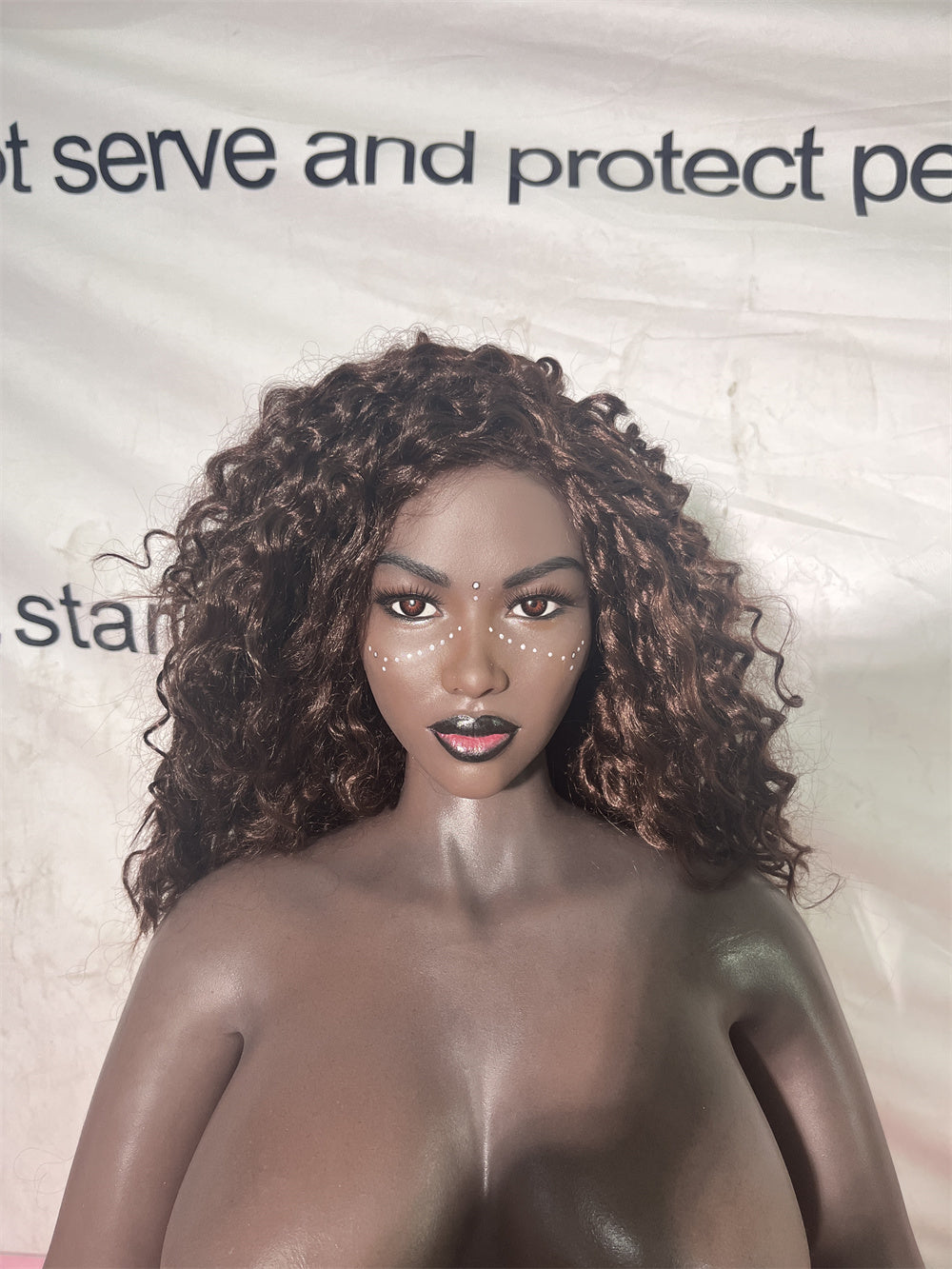 156cm/5ft1 E-cup Big Breast Silicone Head Black Sex Doll – Takiyah