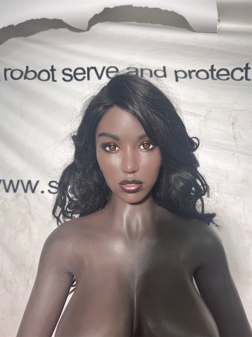 172cm/5ft8 F-cup Big Breast Silicone Head Black Sex Doll – Sunniva