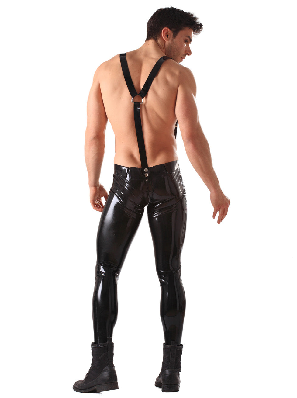 Latex/Rubber Skinny Jeans With Braces