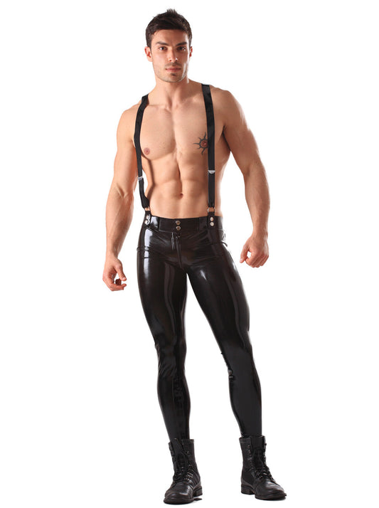 Latex/Rubber Skinny Jeans With Braces