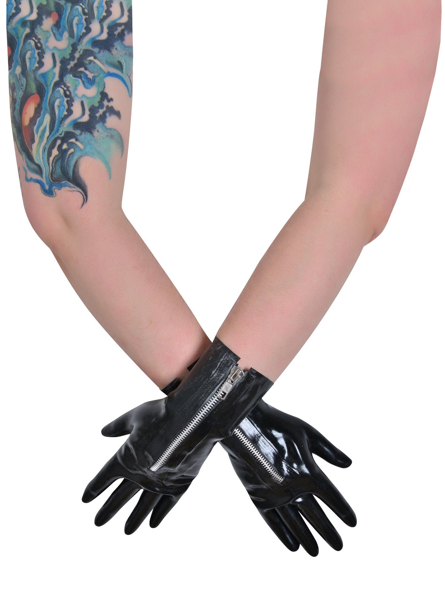Latex/Rubber Zipped Short Gloves
