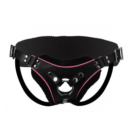 Low Rise Leather Harness with Pink Accents