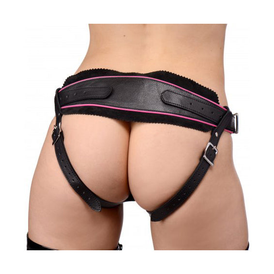 Low Rise Leather Harness with Pink Accents