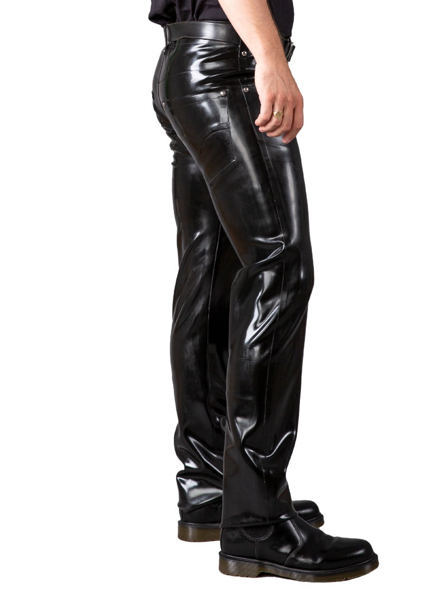 Mens Front Zip Latex/Rubber Jeans