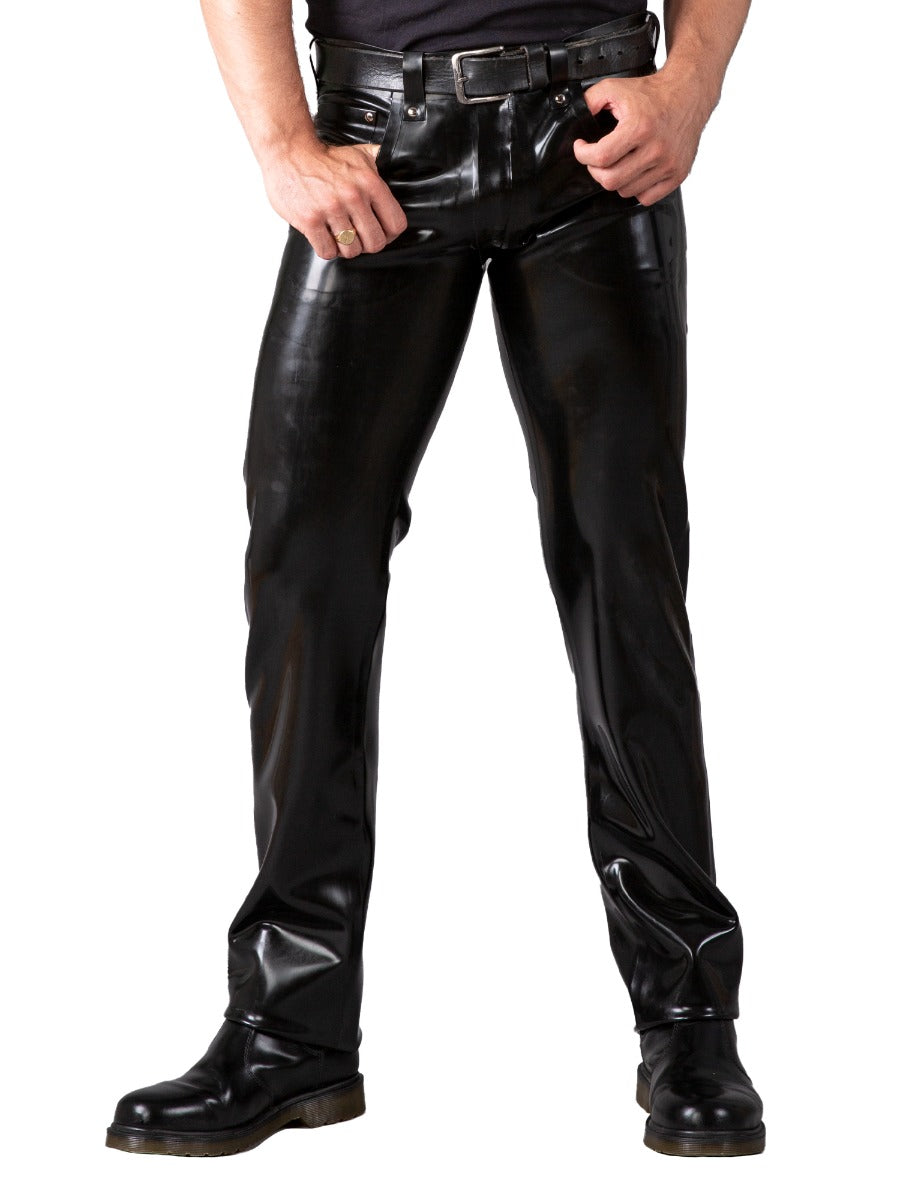 Mens Front Zip Latex/Rubber Jeans