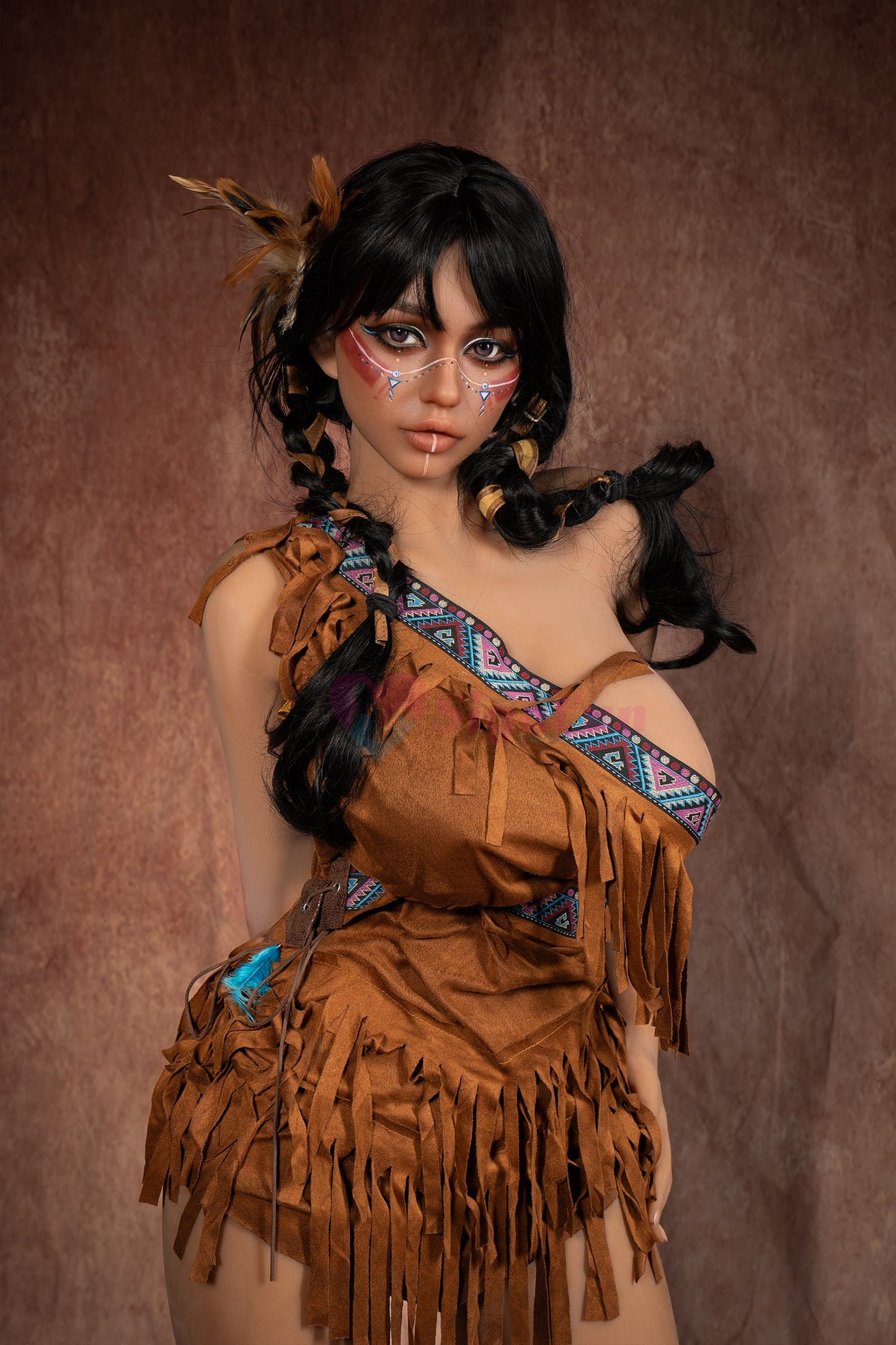 US In Stock - 159cm/5ft3 E-Cup Silicone Head Sex Doll SG3 - Ada Dark Tanned