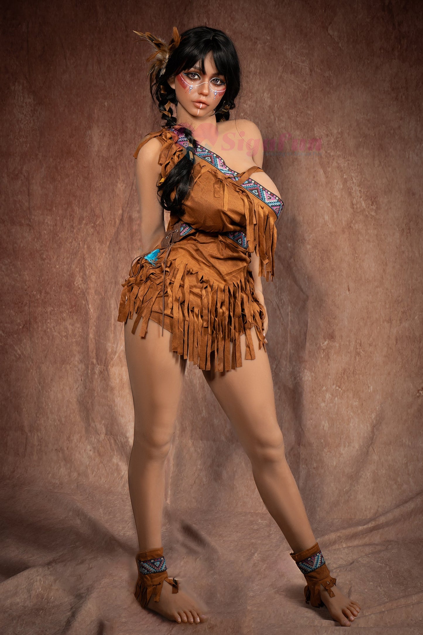 EU In Stock - 159cm/5ft3 E-Cup Silicone Head Sex Doll SG3 - Ada Dark Tanned