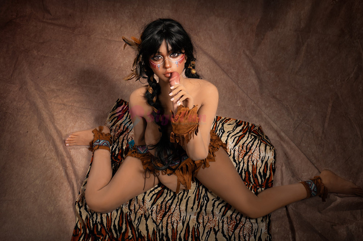 EU In Stock - 159cm/5ft3 E-Cup Silicone Head Sex Doll SG3 - Ada Dark Tanned